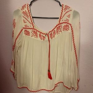 red and white blouse